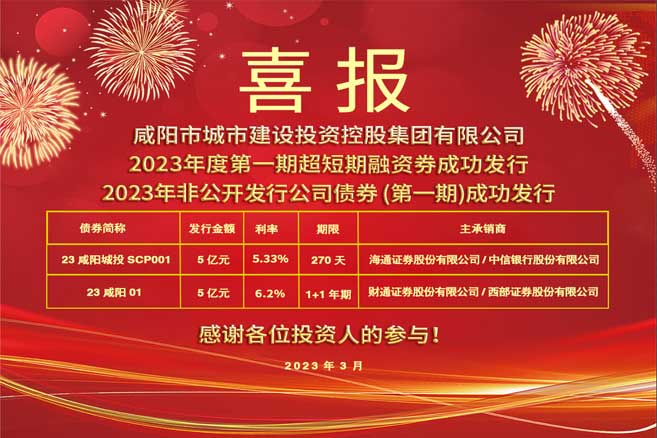 市城投集團(tuán)2023年度第一期超短期融資券 、2023年非公開發(fā)行公司債券（第一期）成功發(fā)行